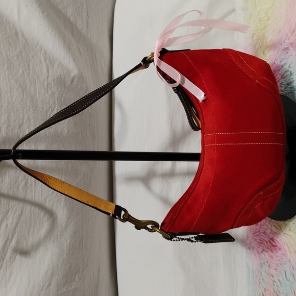 RARE! Coach Mini Red Suede Soho Handbag W Hangtag - Picture 1 of 13